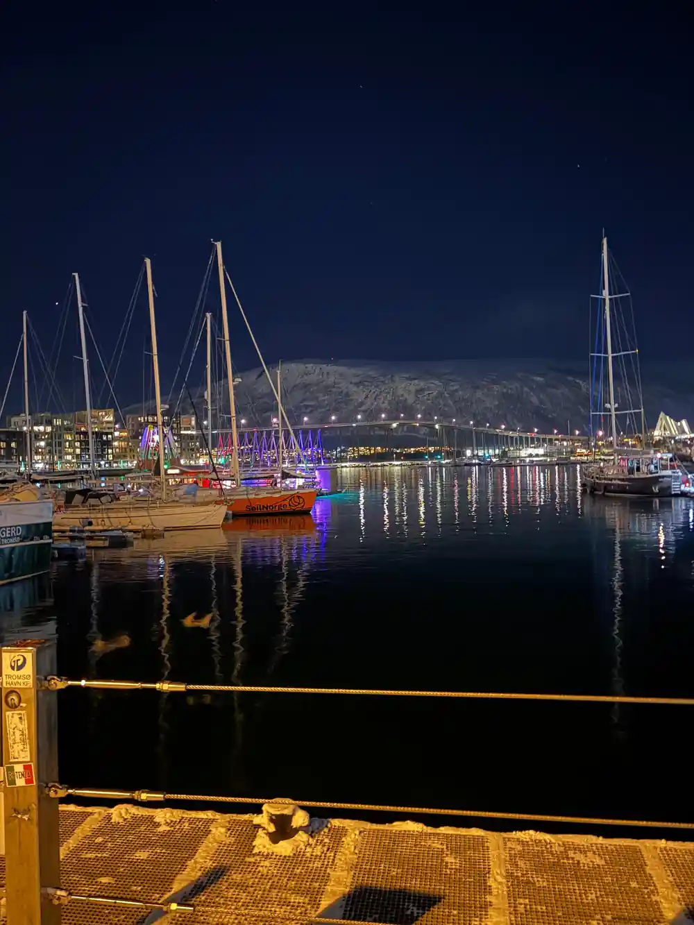 Masts and harbour lights at Tromso quay